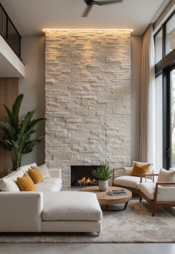 50 Accent Wall Ideas for Living Rooms That Instantly Transform Your Space - 12. Natural Stone Slabs