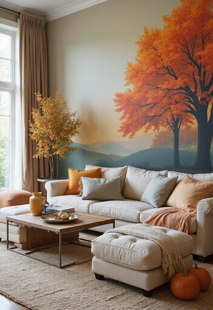 50 Accent Wall Ideas for Living Rooms That Instantly Transform Your Space - 14. Seasonal Palette Changes