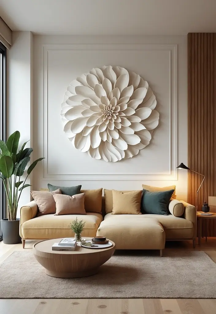 50 Accent Wall Ideas for Living Rooms That Instantly Transform Your Space - 20. Three-Dimensional Wall Art