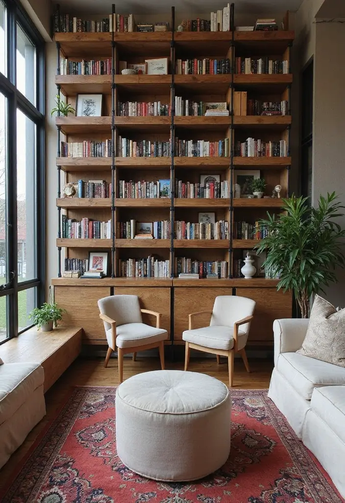 50 Accent Wall Ideas for Living Rooms That Instantly Transform Your Space - 21. Wall of Books