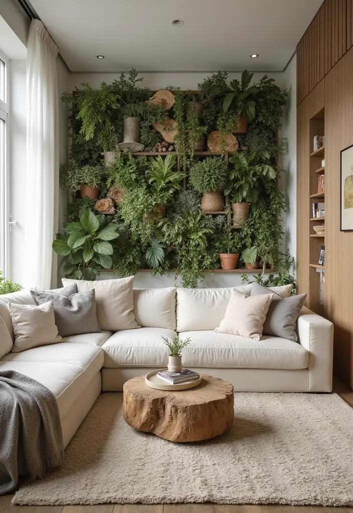 50 Accent Wall Ideas for Living Rooms That Instantly Transform Your Space - 29. Biophilic Design