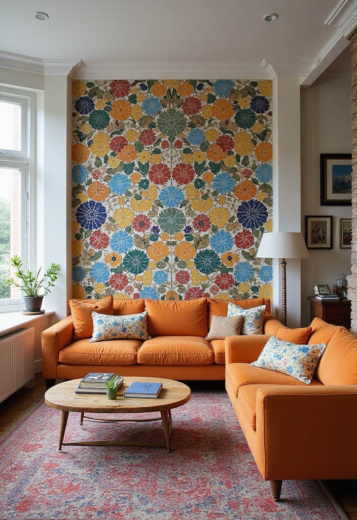 50 Accent Wall Ideas for Living Rooms That Instantly Transform Your Space - 30. Colorful Tile Mosaics