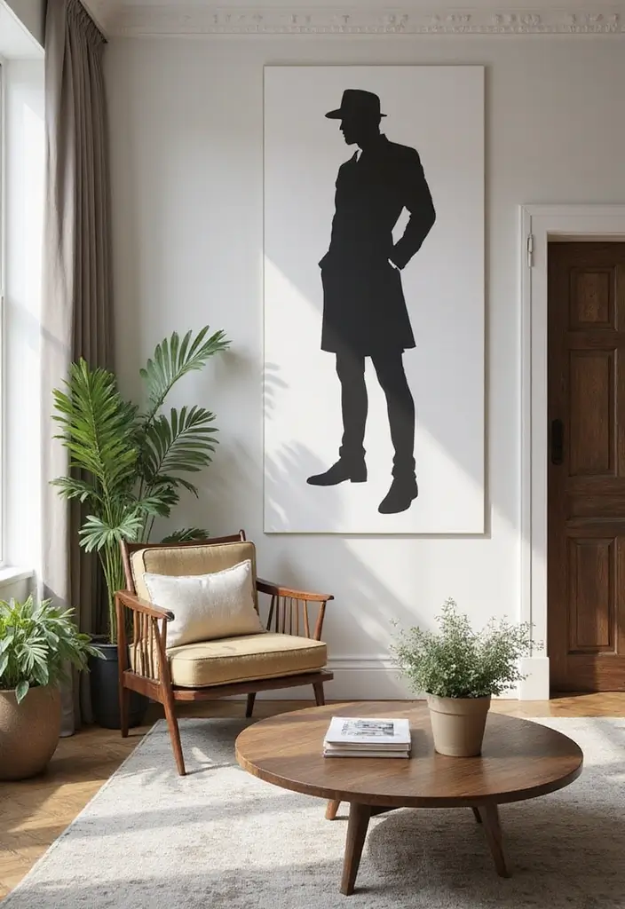 50 Accent Wall Ideas for Living Rooms That Instantly Transform Your Space - 45. Silhouette Art Displays