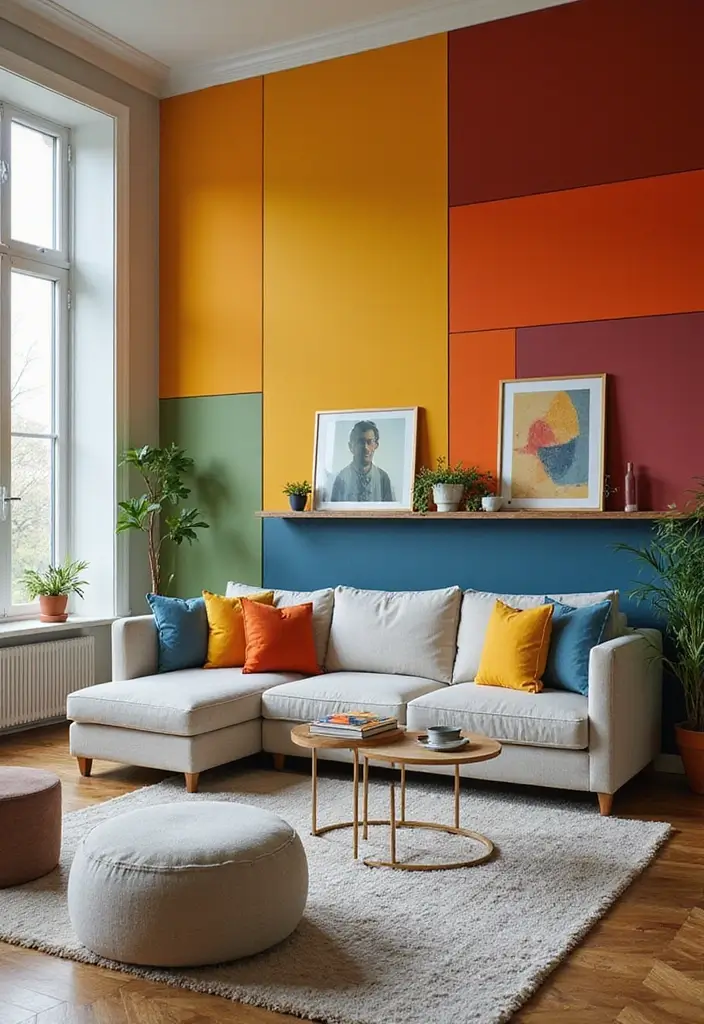 50 Accent Wall Ideas for Living Rooms That Instantly Transform Your Space - 47. Colorful Paneling