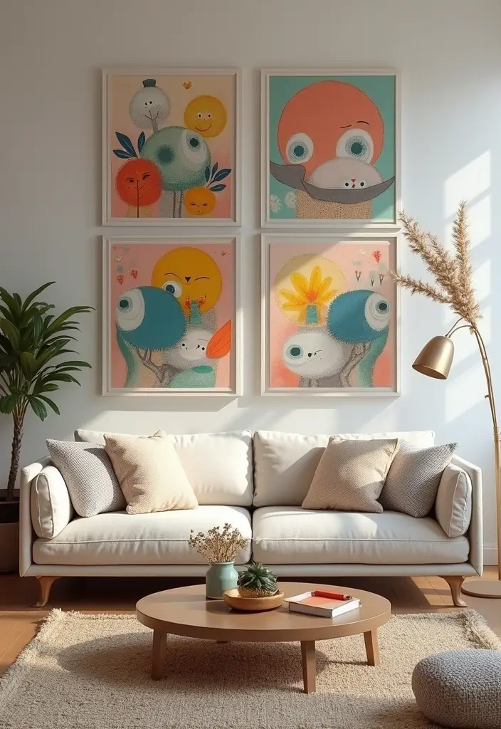 50 Accent Wall Ideas for Living Rooms That Instantly Transform Your Space - 49. Whimsical Art Installations