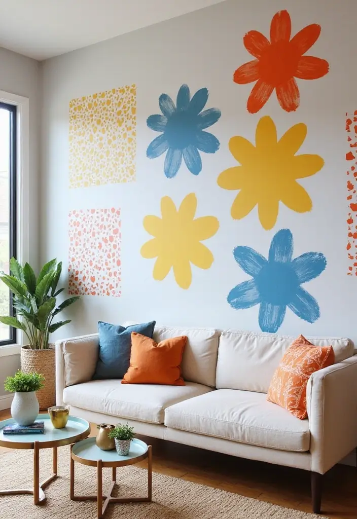 50 Accent Wall Ideas for Living Rooms That Instantly Transform Your Space - 6. Stenciled Patterns