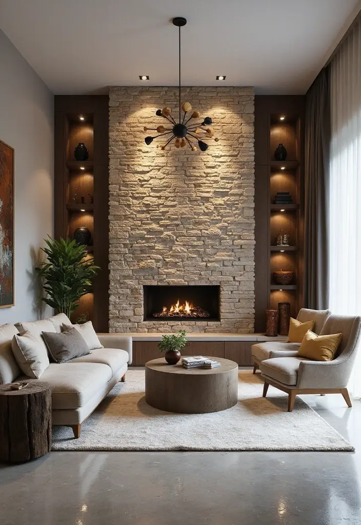 50 Accent Wall Ideas for Living Rooms That Instantly Transform Your Space - 7. Stone or Brick Accents