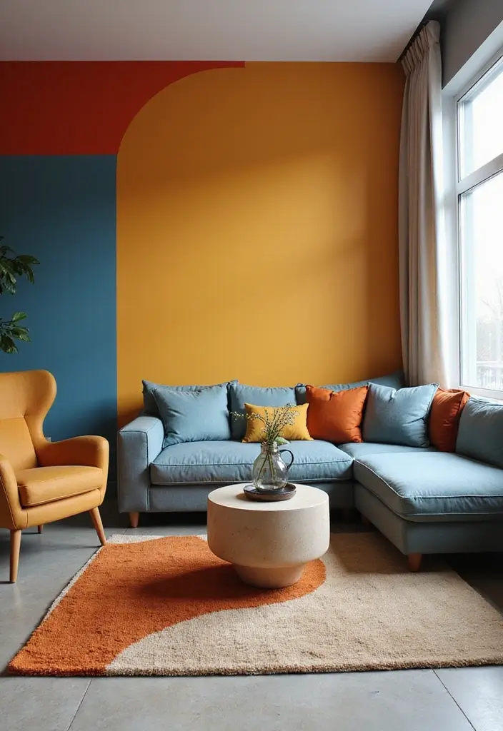 50 Accent Wall Ideas for Living Rooms That Instantly Transform Your Space - 8. Color-Blocked Walls