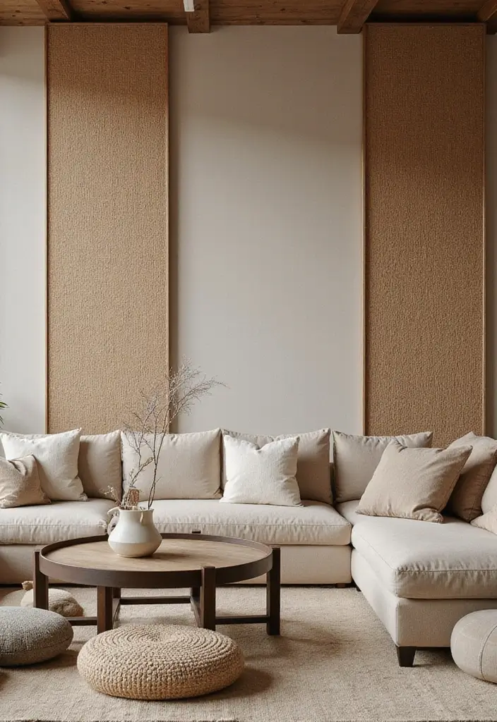 50 Aesthetic Living Room Ideas That You’ll Want to Try Right Now 11 50 Aesthetic Living Room Ideas That You’ll Want to Try Right Now - 11. Textured Walls with Woven Panels