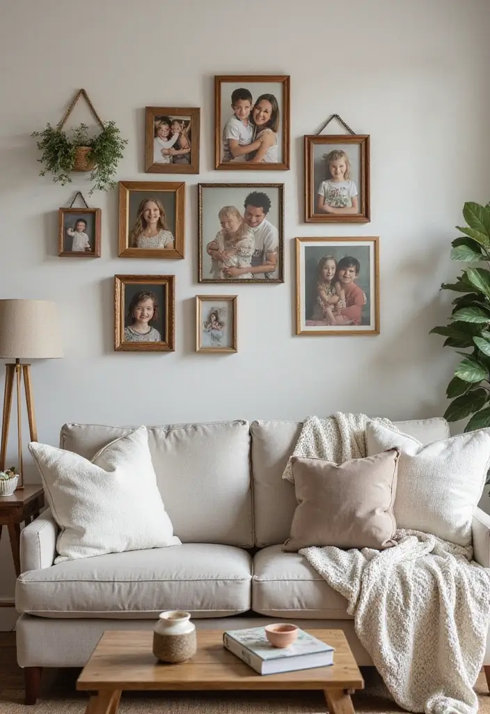50 Aesthetic Living Room Ideas That You’ll Want to Try Right Now 30 50 Aesthetic Living Room Ideas That You’ll Want to Try Right Now - 28. Personal Touches Through Family Photos