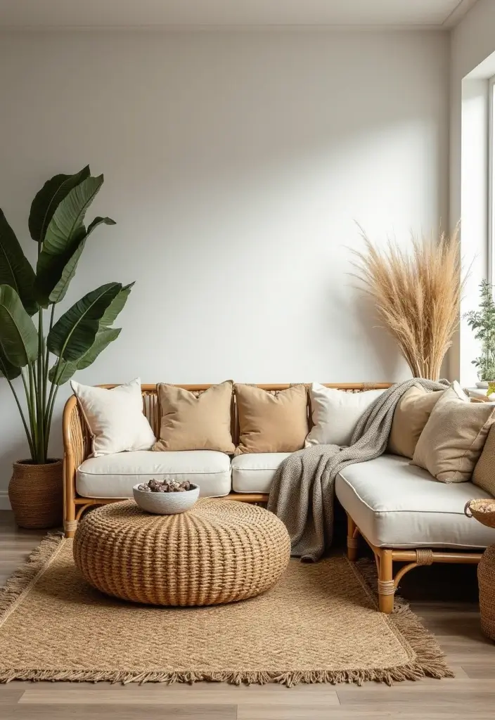 50 Aesthetic Living Room Ideas That You’ll Want to Try Right Now 40 50 Aesthetic Living Room Ideas That You’ll Want to Try Right Now - 36. Natural Fiber Furniture