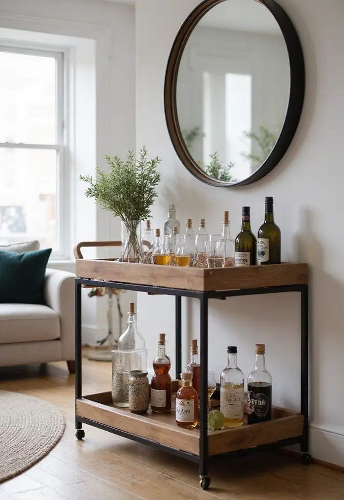 50 Aesthetic Living Room Ideas That You’ll Want to Try Right Now 47 50 Aesthetic Living Room Ideas That You’ll Want to Try Right Now - 43. Stylish Bar Carts