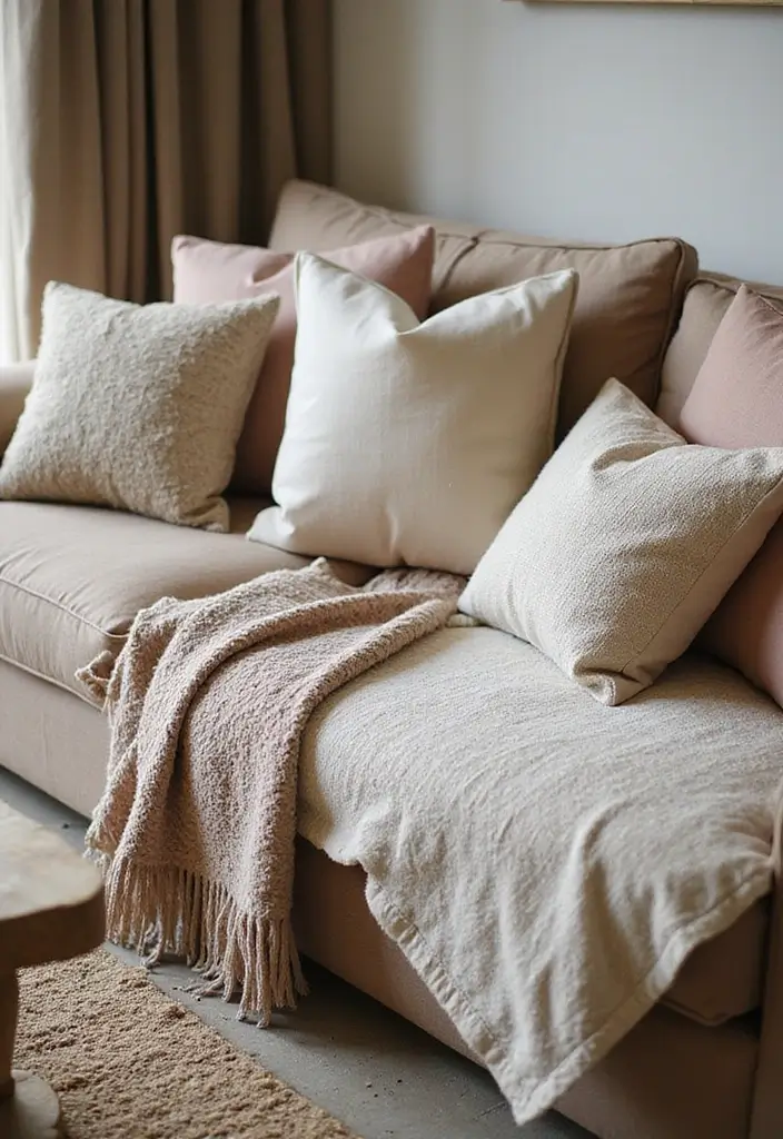 50 Aesthetic Living Room Ideas That You’ll Want to Try Right Now 52 50 Aesthetic Living Room Ideas That You’ll Want to Try Right Now - 48. Textured Fabrics and Cushions