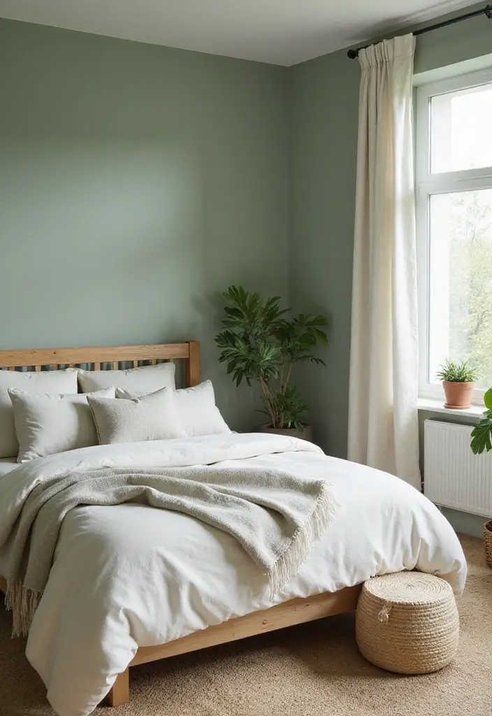 50 Beautiful Paint Colors for Bedroom Walls That Create a Relaxing Vibe 1 50 Beautiful Paint Colors for Bedroom Walls That Create a Relaxing Vibe - 1. Gentle Sage Green