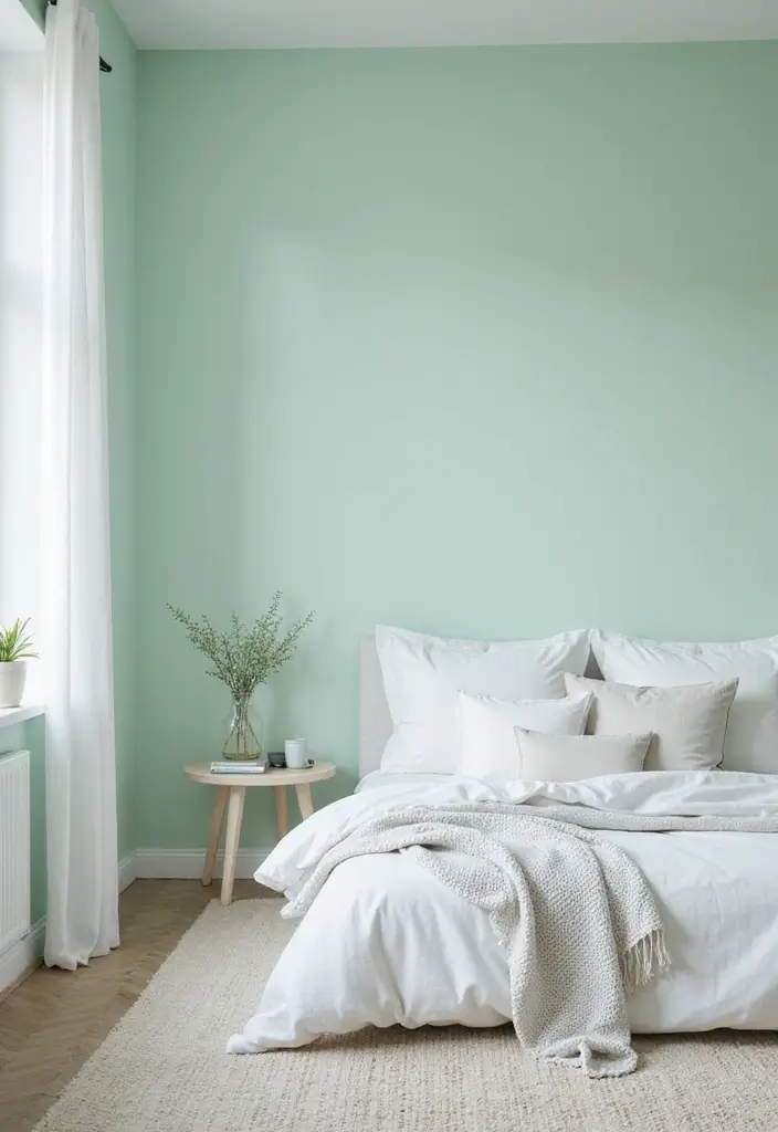 50 Beautiful Paint Colors for Bedroom Walls That Create a Relaxing Vibe 12 50 Beautiful Paint Colors for Bedroom Walls That Create a Relaxing Vibe - 12. Pale Mint