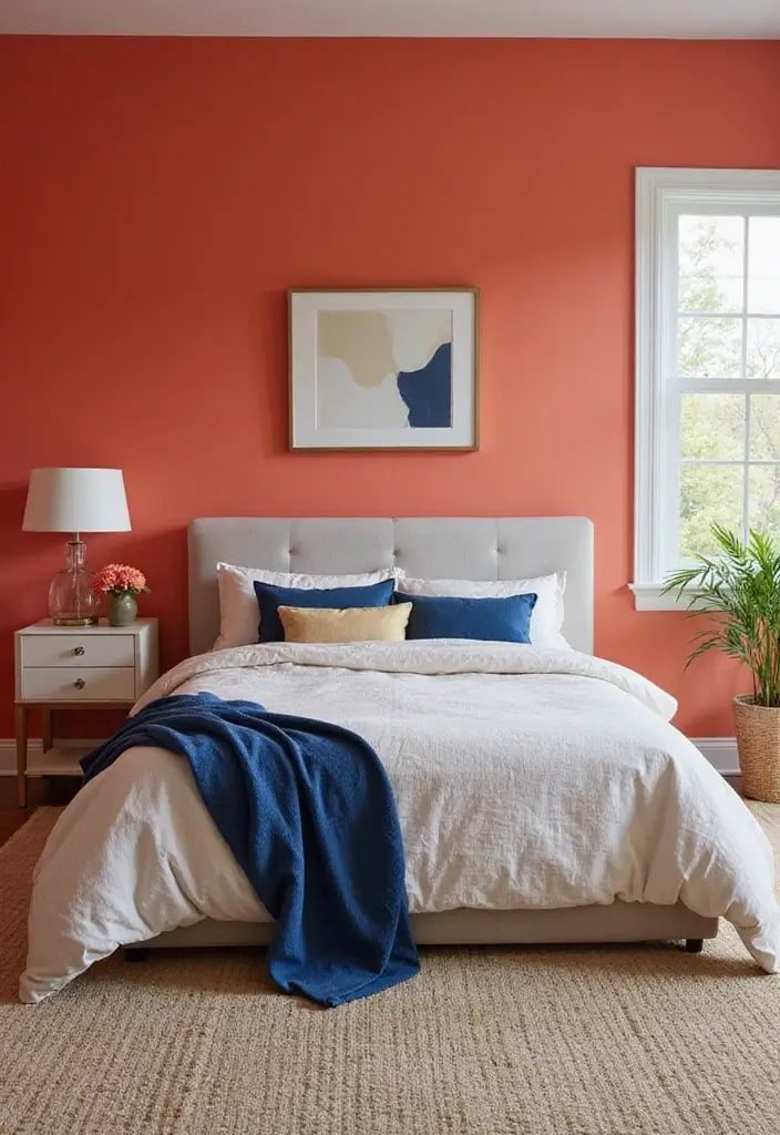 50 Beautiful Paint Colors for Bedroom Walls That Create a Relaxing Vibe 21 50 Beautiful Paint Colors for Bedroom Walls That Create a Relaxing Vibe - 21. Warm Coral