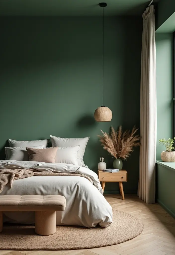 50 Beautiful Paint Colors for Bedroom Walls That Create a Relaxing Vibe 45 50 Beautiful Paint Colors for Bedroom Walls That Create a Relaxing Vibe - 45. Soft Forest Green