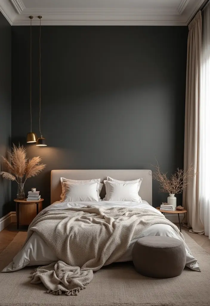 50 Beautiful Paint Colors for Bedroom Walls That Create a Relaxing Vibe 47 50 Beautiful Paint Colors for Bedroom Walls That Create a Relaxing Vibe - 47. Soft Charcoal