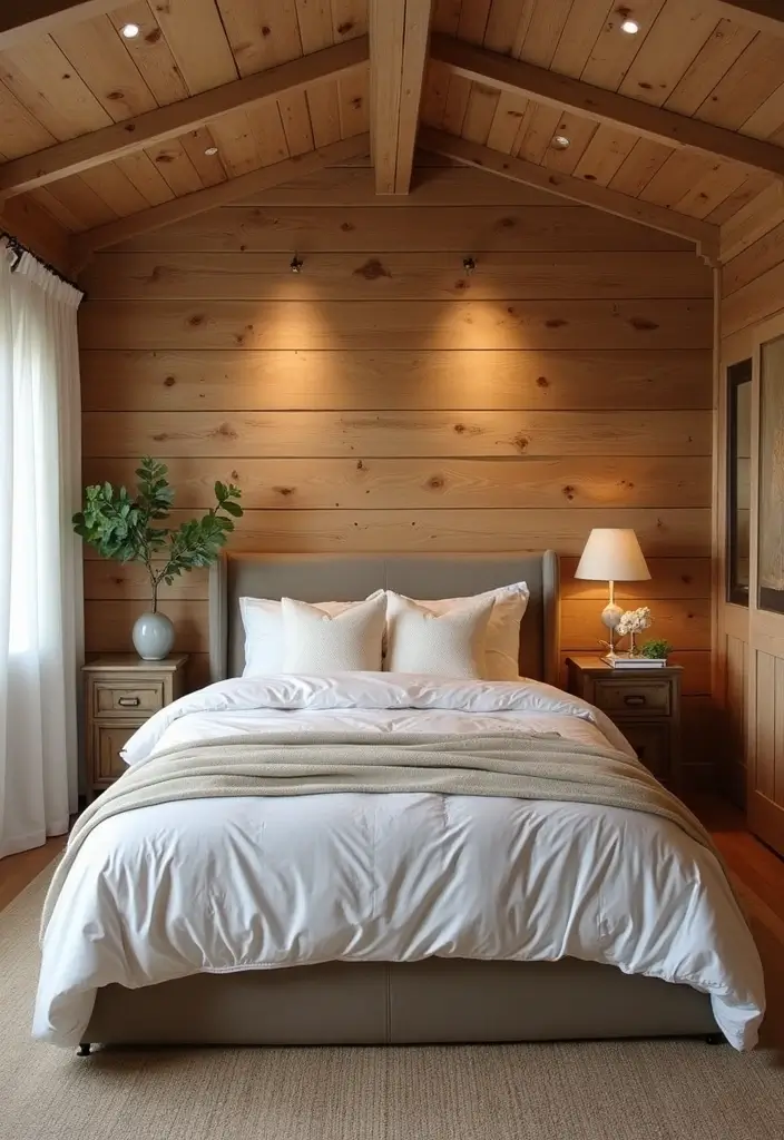 50 Bedroom Ceiling Design Ideas Perfect for a Stylish Fall Refresh 16 50 Bedroom Ceiling Design Ideas Perfect for a Stylish Fall Refresh - 16. Rustic Shiplap