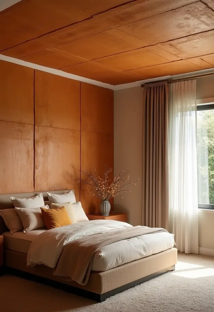 50 Bedroom Ceiling Design Ideas Perfect for a Stylish Fall Refresh 21 50 Bedroom Ceiling Design Ideas Perfect for a Stylish Fall Refresh - 19. Textured Ceiling Panels