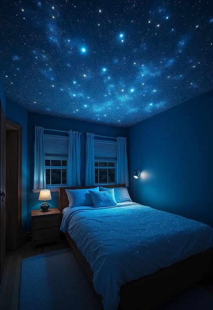 50 Bedroom Ceiling Design Ideas Perfect for a Stylish Fall Refresh 23 50 Bedroom Ceiling Design Ideas Perfect for a Stylish Fall Refresh - 21. Starry Night Effect