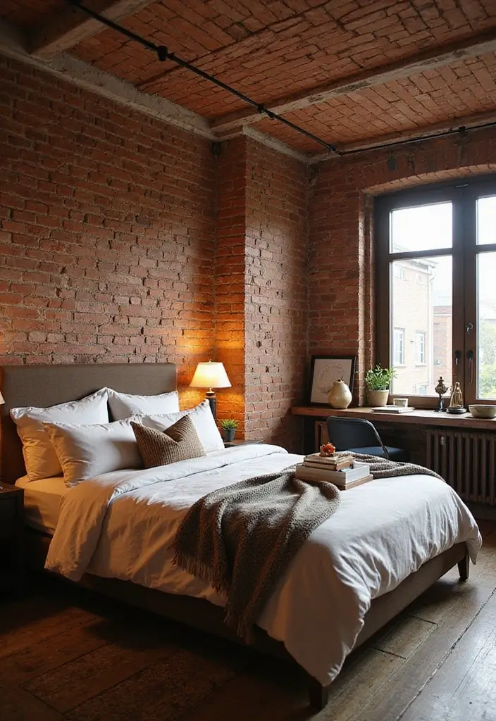 50 Bedroom Ceiling Design Ideas Perfect for a Stylish Fall Refresh 3 50 Bedroom Ceiling Design Ideas Perfect for a Stylish Fall Refresh - 3. Exposed Brick