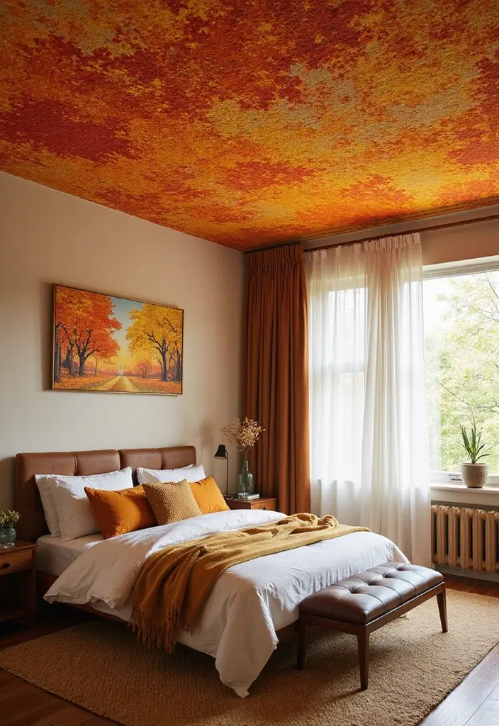 50 Bedroom Ceiling Design Ideas Perfect for a Stylish Fall Refresh 37 50 Bedroom Ceiling Design Ideas Perfect for a Stylish Fall Refresh - 35. Colorful Textured Ceiling