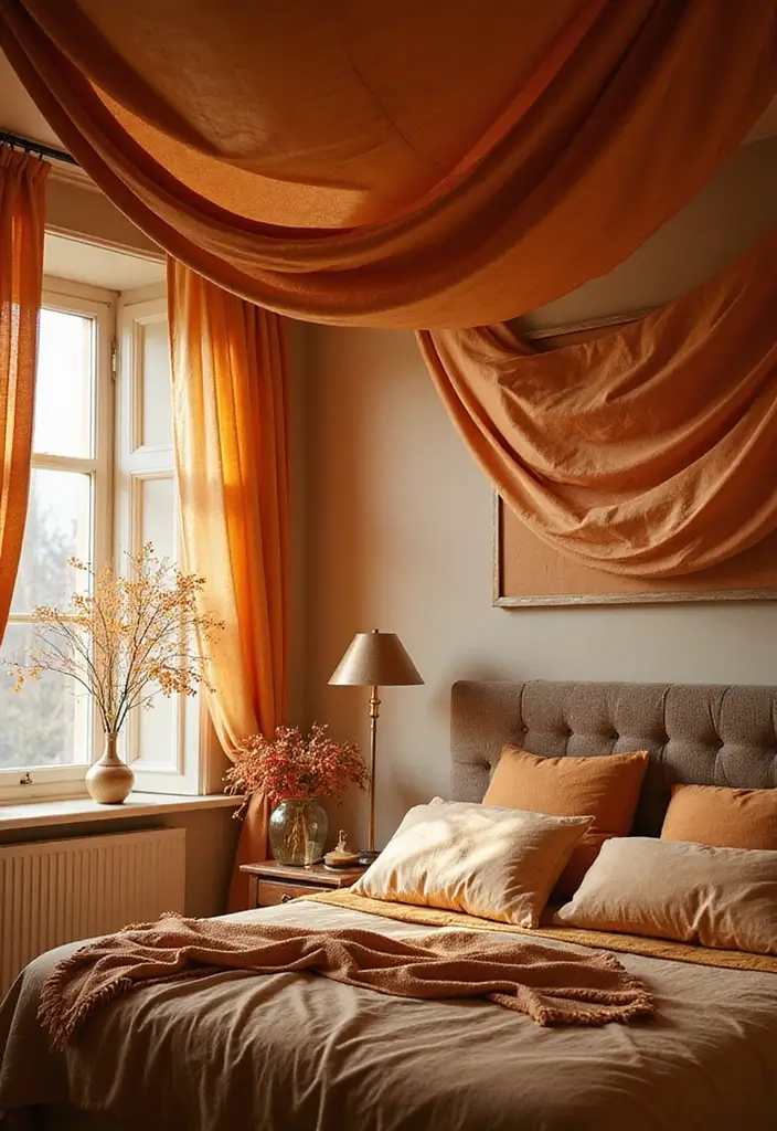 50 Bedroom Ceiling Design Ideas Perfect for a Stylish Fall Refresh 4 50 Bedroom Ceiling Design Ideas Perfect for a Stylish Fall Refresh - 4. Cozy Fabric Draping