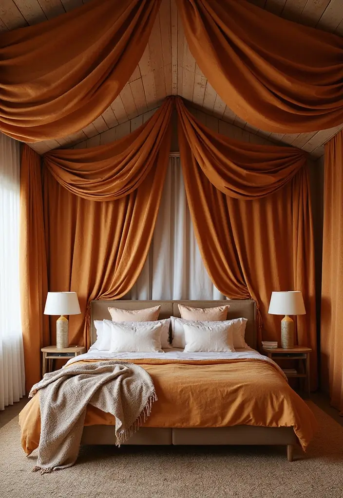 50 Bedroom Ceiling Design Ideas Perfect for a Stylish Fall Refresh 48 50 Bedroom Ceiling Design Ideas Perfect for a Stylish Fall Refresh - 44. Elegant Ceiling Fabrics