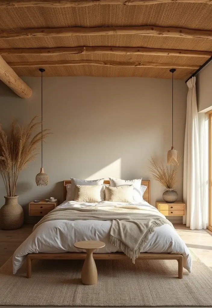 50 Bedroom Ceiling Design Ideas Perfect for a Stylish Fall Refresh 50 50 Bedroom Ceiling Design Ideas Perfect for a Stylish Fall Refresh - 46. Natural Fiber Ceiling