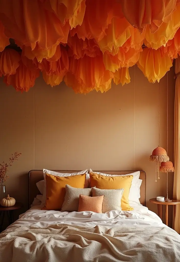 50 Bedroom Ceiling Design Ideas Perfect for a Stylish Fall Refresh 52 50 Bedroom Ceiling Design Ideas Perfect for a Stylish Fall Refresh - 48. Layered Fabric Panels
