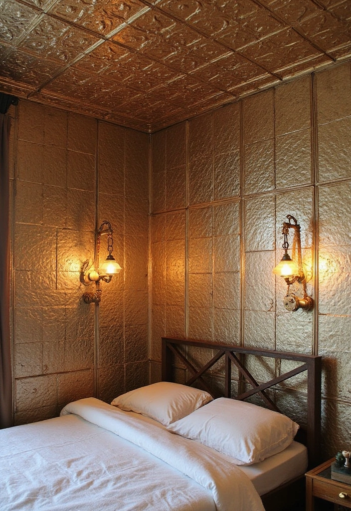 50 Bedroom Ceiling Design Ideas Perfect for a Stylish Fall Refresh 7 50 Bedroom Ceiling Design Ideas Perfect for a Stylish Fall Refresh - 7. Tin Tile Accents