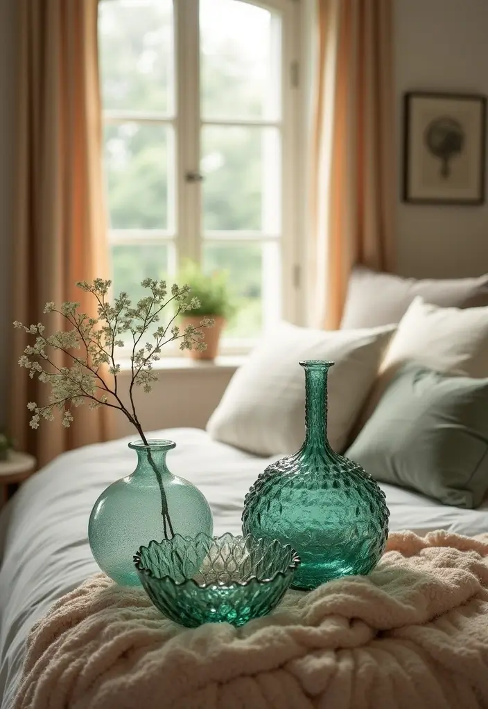 50 Bedroom Decor Ideas to Upgrade Your Room Without a Full Makeover 29 50 Bedroom Decor Ideas to Upgrade Your Room Without a Full Makeover - 27. Recycled Glass Accents