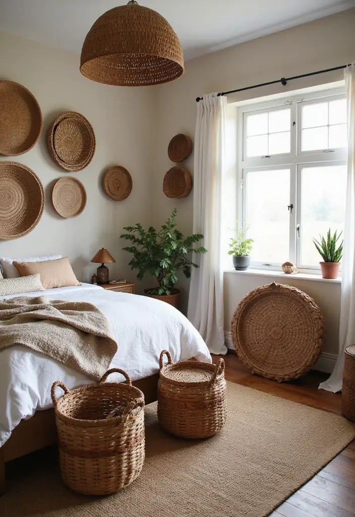 50 Bedroom Decor Ideas to Upgrade Your Room Without a Full Makeover 34 50 Bedroom Decor Ideas to Upgrade Your Room Without a Full Makeover - 32. Vintage Baskets