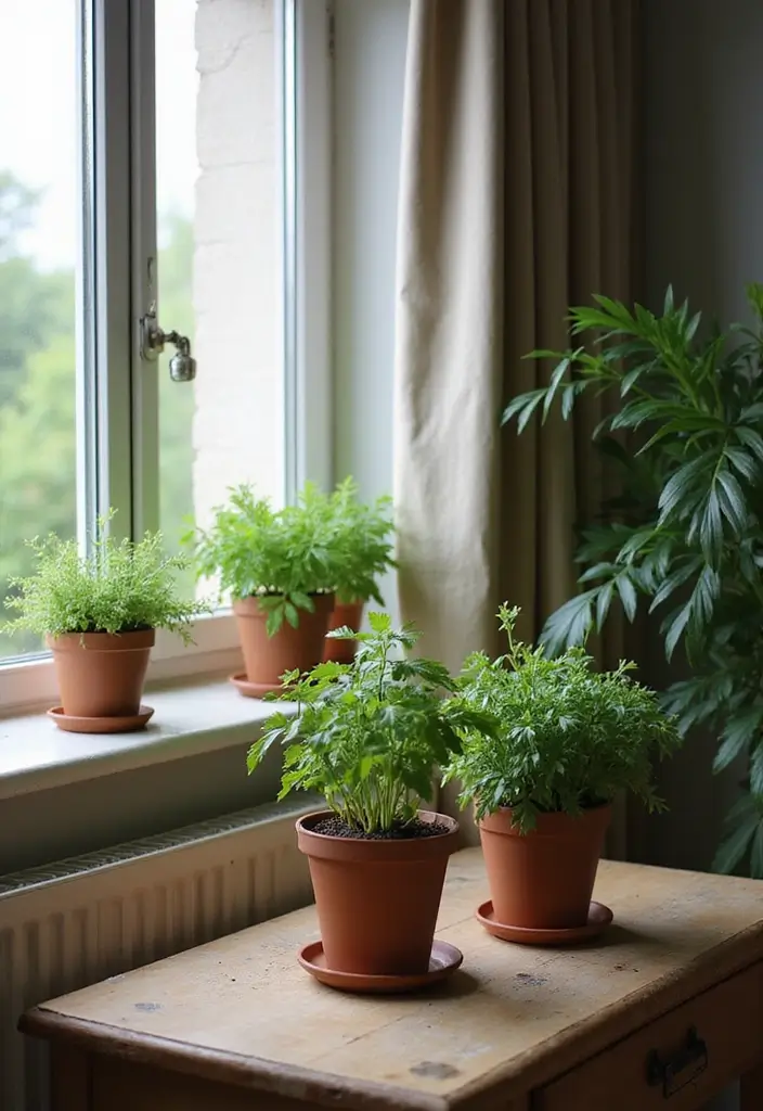 50 Bedroom Decor Ideas to Upgrade Your Room Without a Full Makeover 43 50 Bedroom Decor Ideas to Upgrade Your Room Without a Full Makeover - 39. Potted Herbs as Decor