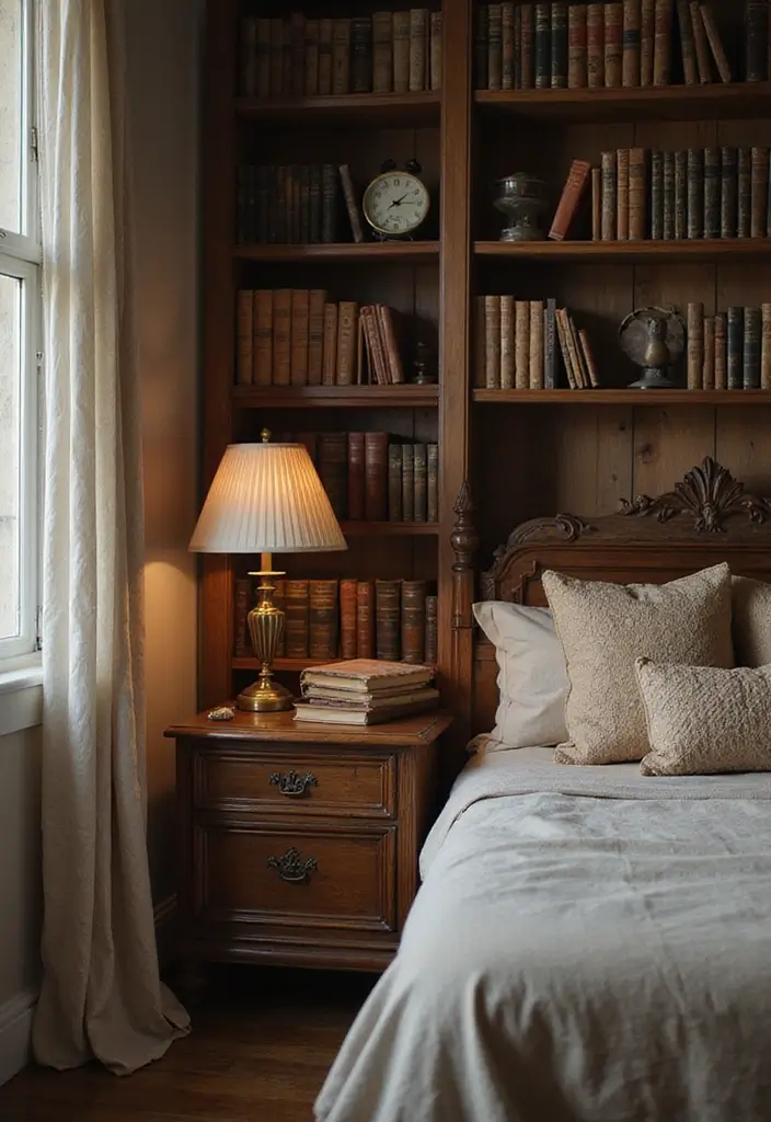 50 Bedroom Decor Ideas to Upgrade Your Room Without a Full Makeover 45 50 Bedroom Decor Ideas to Upgrade Your Room Without a Full Makeover - 41. Vintage Books as Decor