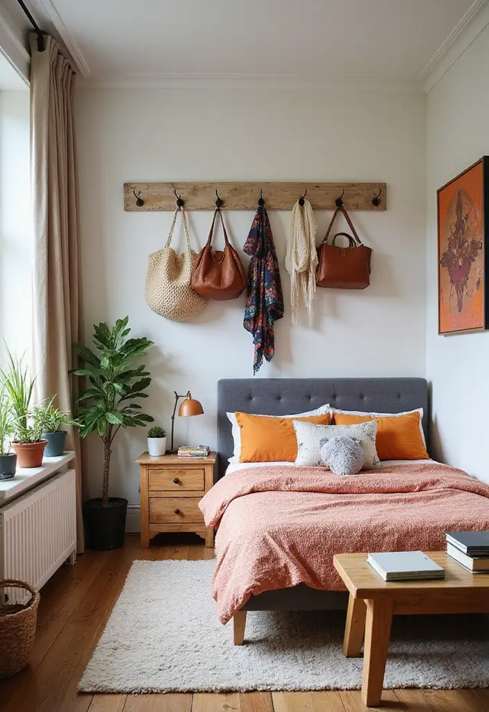 50 Bedroom Ideas for Small Spaces That Make Any Room Feel Bigger 24 50 Bedroom Ideas for Small Spaces That Make Any Room Feel Bigger - 24. Creative Wall Hooks