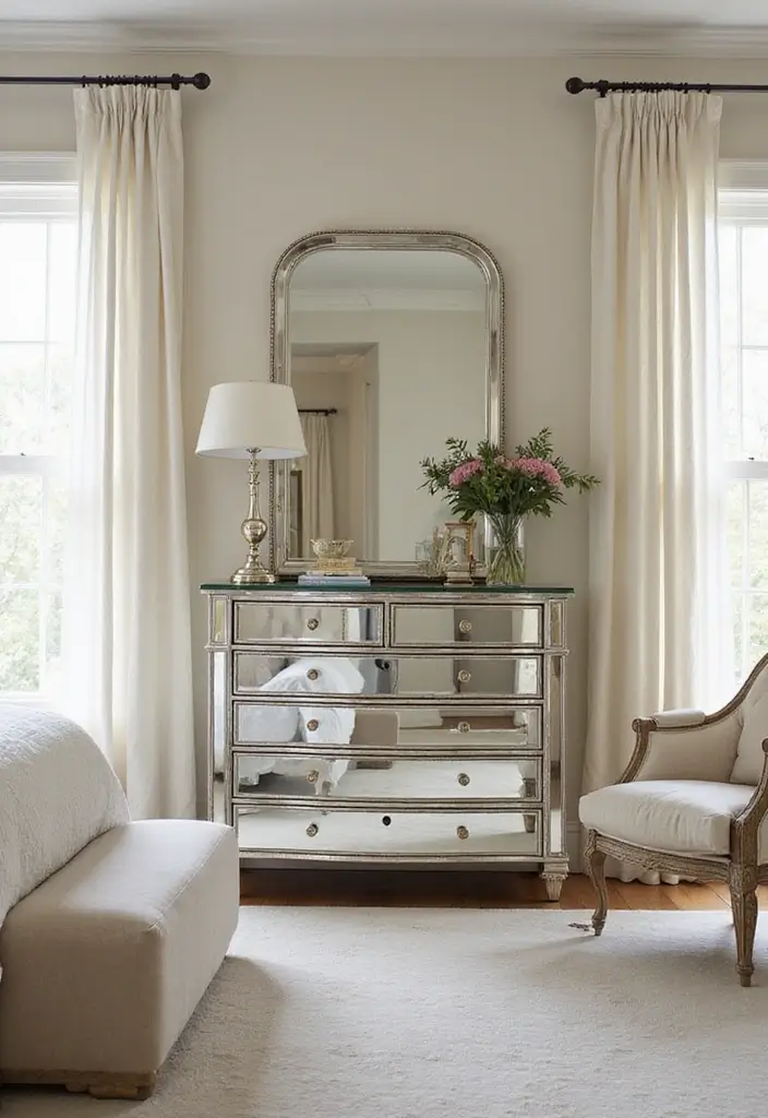 50 Bedroom Ideas for Small Spaces That Make Any Room Feel Bigger 3 50 Bedroom Ideas for Small Spaces That Make Any Room Feel Bigger - 3. Mirrored Furniture
