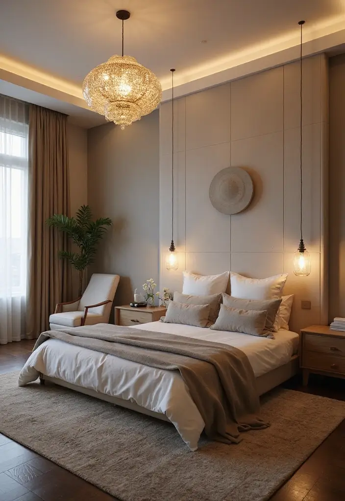50 Bedroom Ideas for Small Spaces That Make Any Room Feel Bigger 38 50 Bedroom Ideas for Small Spaces That Make Any Room Feel Bigger - 38. Statement Light Fixtures
