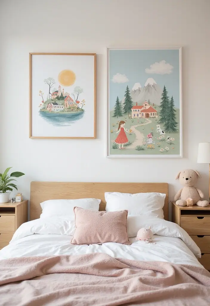 50 Bedroom Wall Poster Ideas for a Personal and Stylish Touch 11 50 Bedroom Wall Poster Ideas for a Personal and Stylish Touch - 11. Whimsical Illustrations