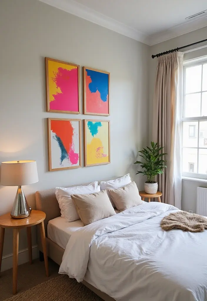 50 Bedroom Wall Poster Ideas for a Personal and Stylish Touch 18 50 Bedroom Wall Poster Ideas for a Personal and Stylish Touch - 18. Colorful Abstracts