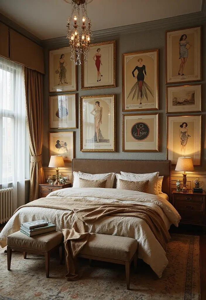 50 Bedroom Wall Poster Ideas for a Personal and Stylish Touch 25 50 Bedroom Wall Poster Ideas for a Personal and Stylish Touch - 23. Art Deco Glam
