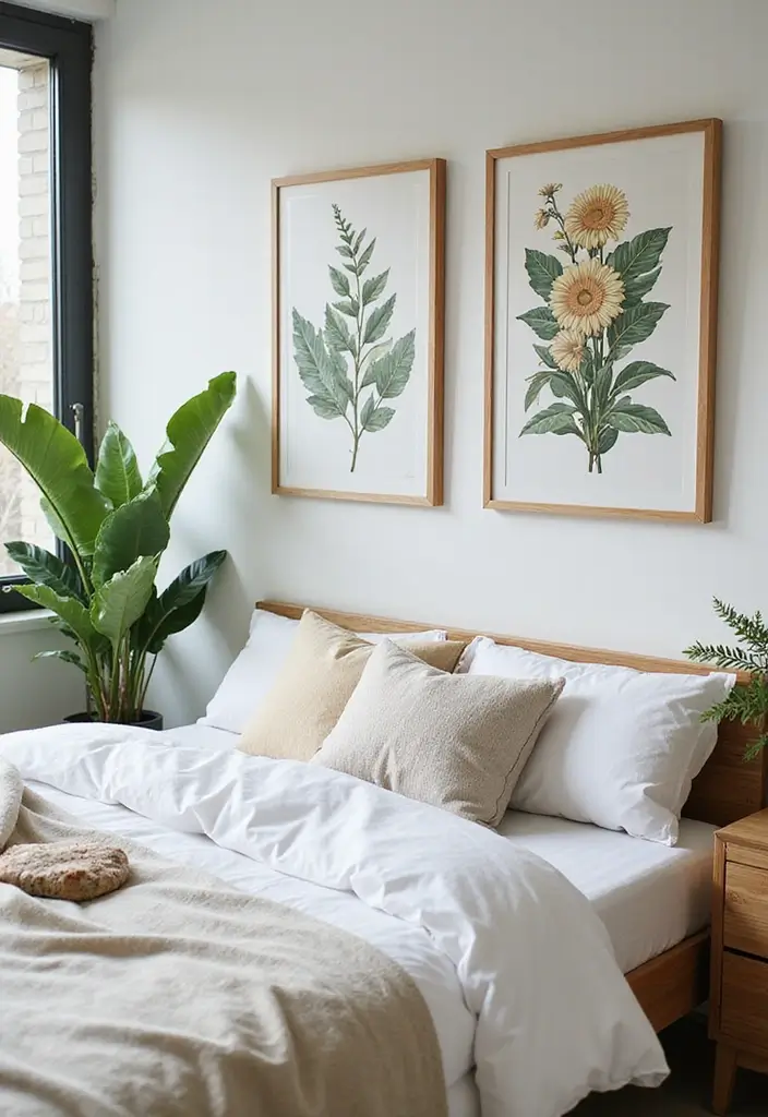 50 Bedroom Wall Poster Ideas for a Personal and Stylish Touch 35 50 Bedroom Wall Poster Ideas for a Personal and Stylish Touch - 33. Botanical Bliss