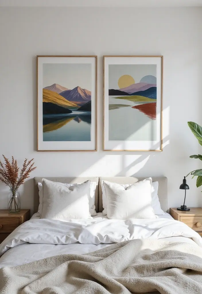 50 Bedroom Wall Poster Ideas for a Personal and Stylish Touch 36 50 Bedroom Wall Poster Ideas for a Personal and Stylish Touch - 34. Abstract Landscapes