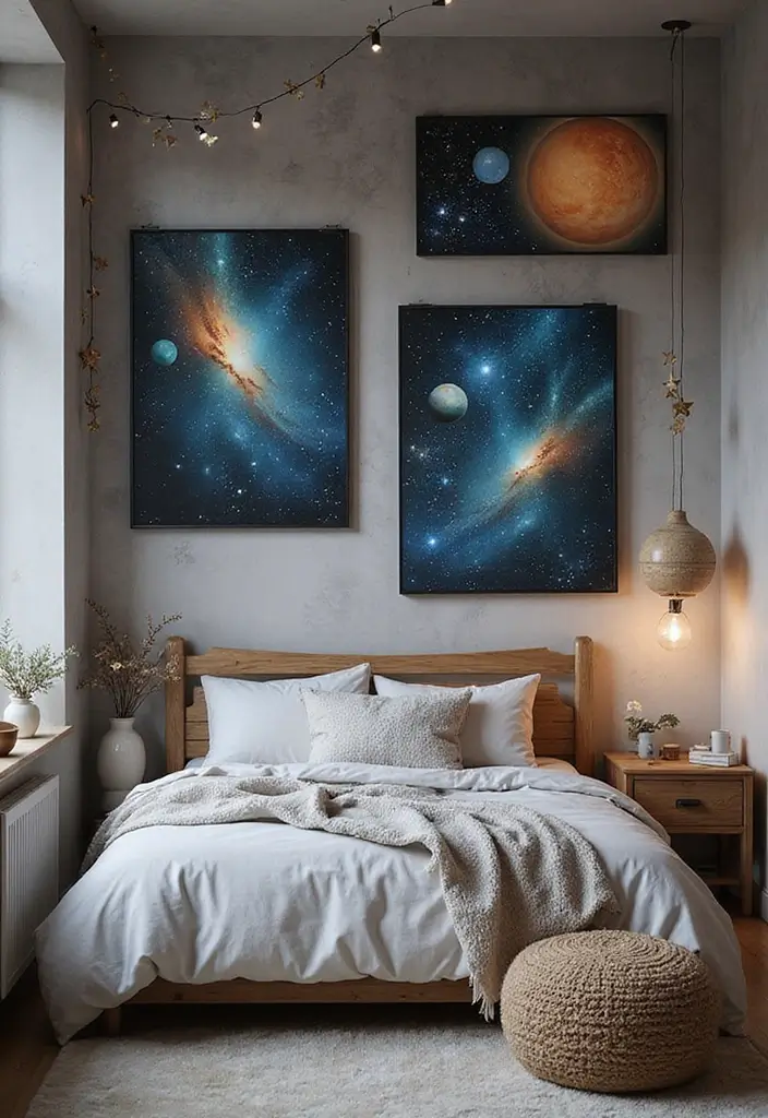 50 Bedroom Wall Poster Ideas for a Personal and Stylish Touch 48 50 Bedroom Wall Poster Ideas for a Personal and Stylish Touch - 44. Celestial Wonders
