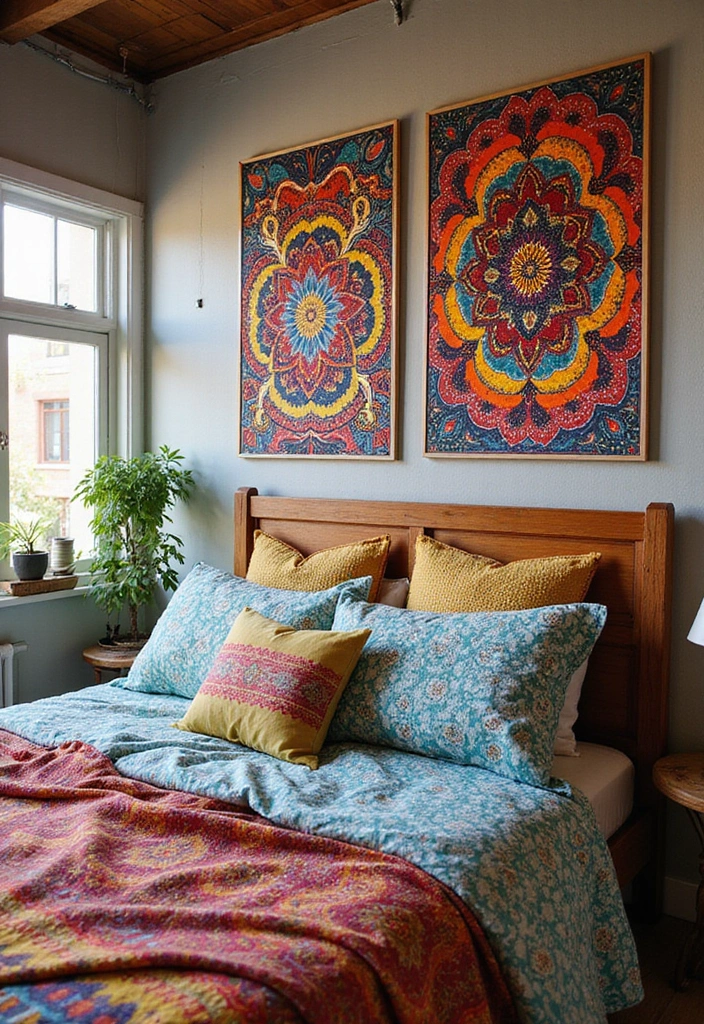 50 Bedroom Wall Poster Ideas for a Personal and Stylish Touch 53 50 Bedroom Wall Poster Ideas for a Personal and Stylish Touch - 49. Bohemian Patterns