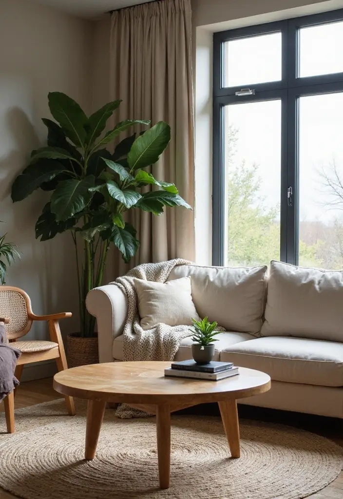 50 Beige and Black Living Room Ideas That Look Sleek and Modern - 13. Natural Elements