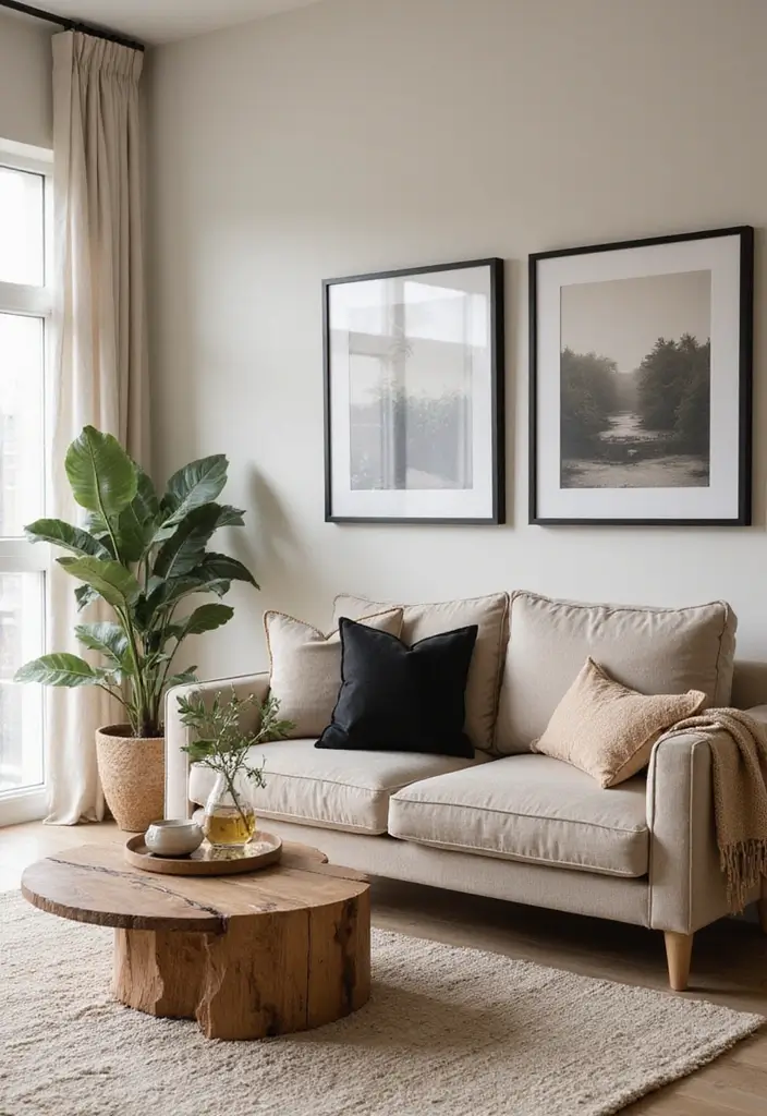 50 Beige and Black Living Room Ideas That Look Sleek and Modern - 20. Sustainable Decor Choices