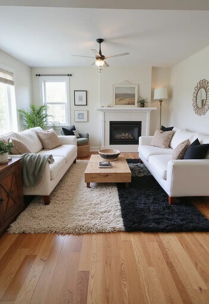 50 Beige and Black Living Room Ideas That Look Sleek and Modern - 22. Flooring Matters