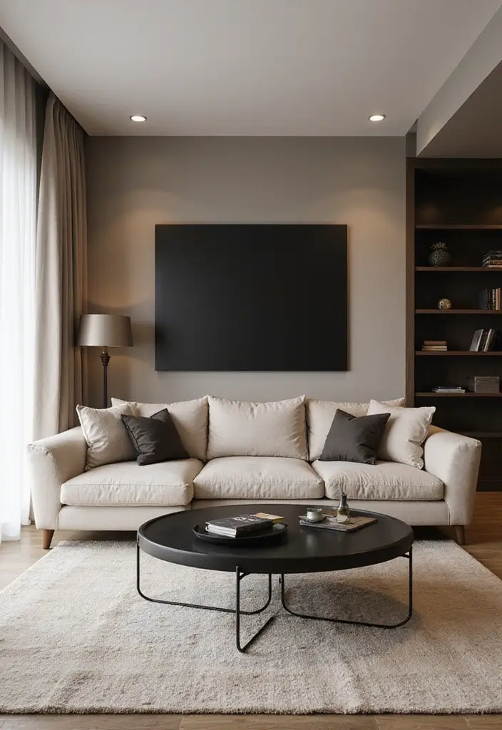 50 Beige and Black Living Room Ideas That Look Sleek and Modern - 25. Balancing Contrast